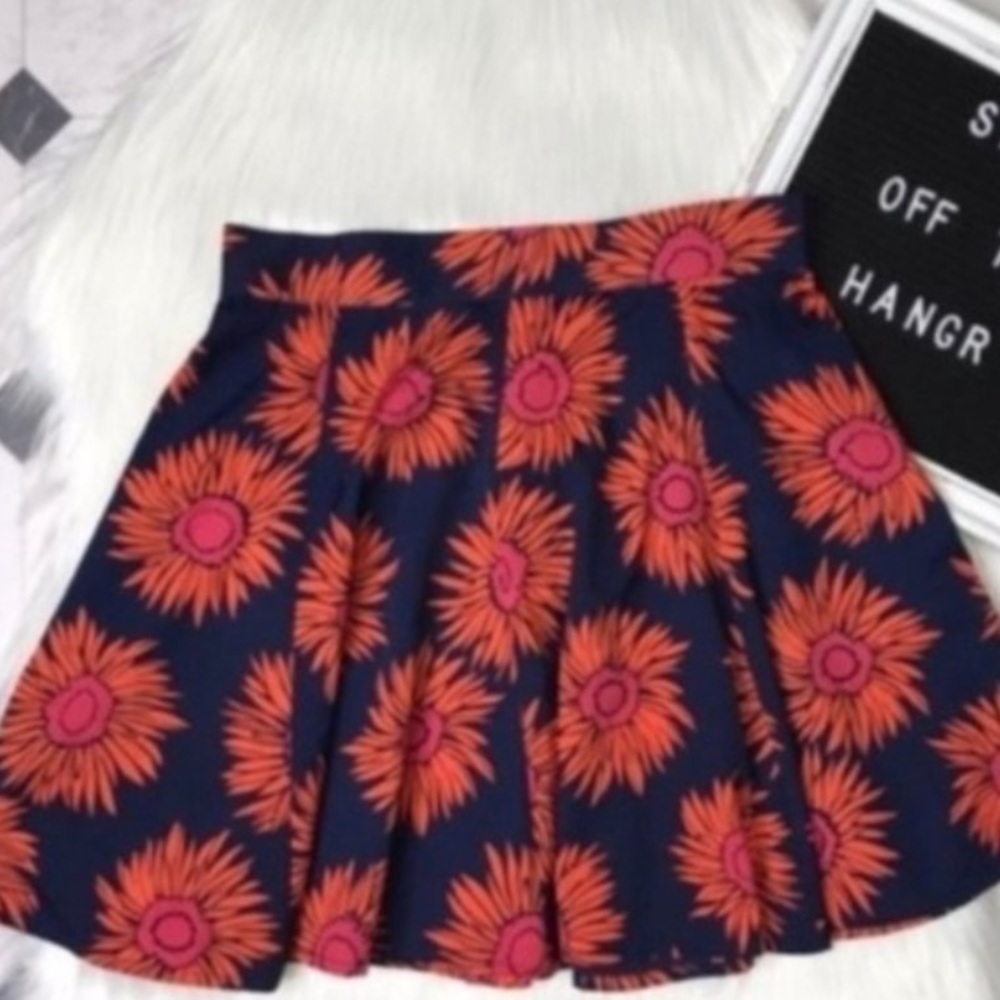NWOT Anthropologie Band of Gypsies floral print skater skirt Size s orange Blue - Picture 2 of 6